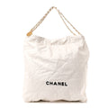 Shiny Calfskin Quilted Large Chanel 22 White Black