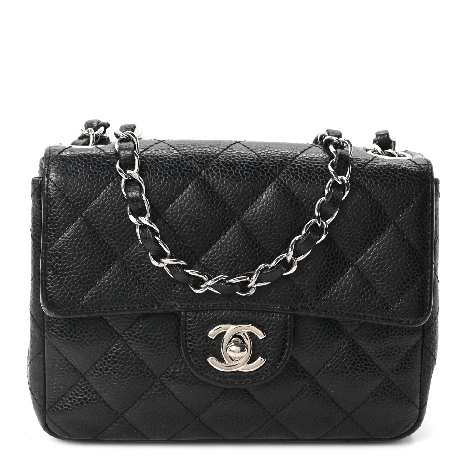 Caviar Quilted Mini Square Flap Black