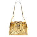 Metallic Aged Calfskin Quilted Small Chanel 25 Handbag Gold