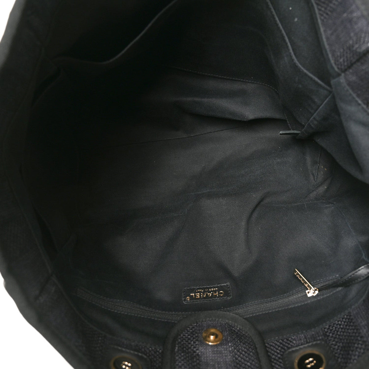 Mixed Fibers Calfskin Striped Medium Deauville Tote Black