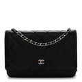 Lambskin Quilted Wallet On Chain WOC Black