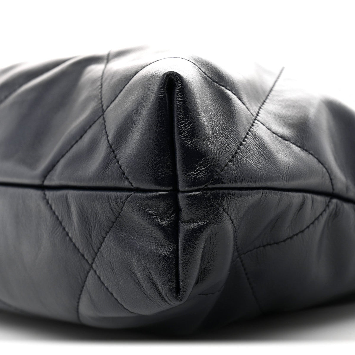 Shiny Calfskin Quilted Small Chanel 22 Navy