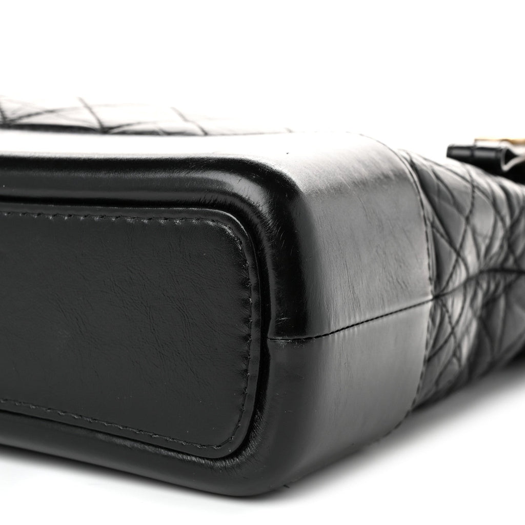 Aged Calfskin Quilted Large Gabrielle Hobo Black