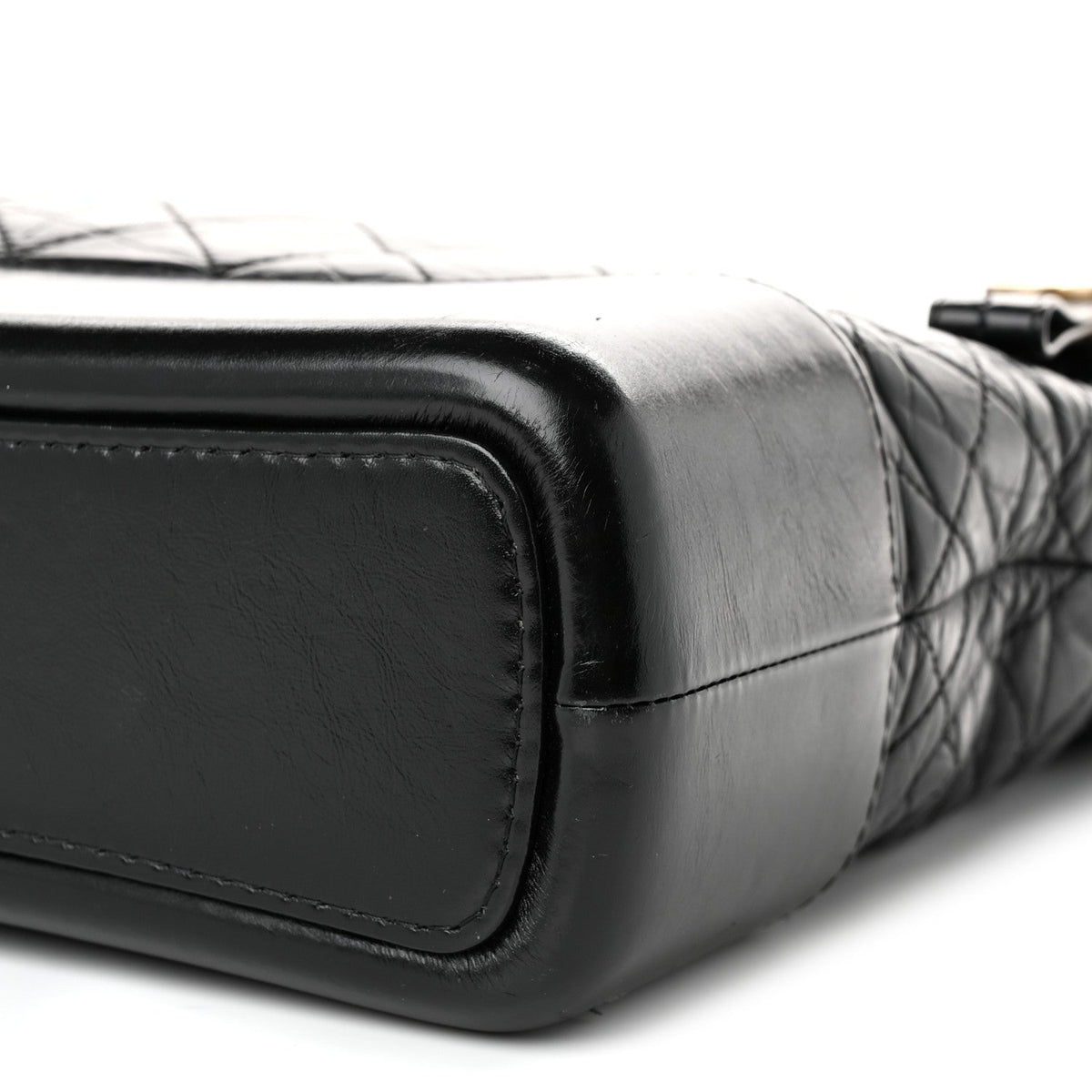Aged Calfskin Quilted Large Gabrielle Hobo Black