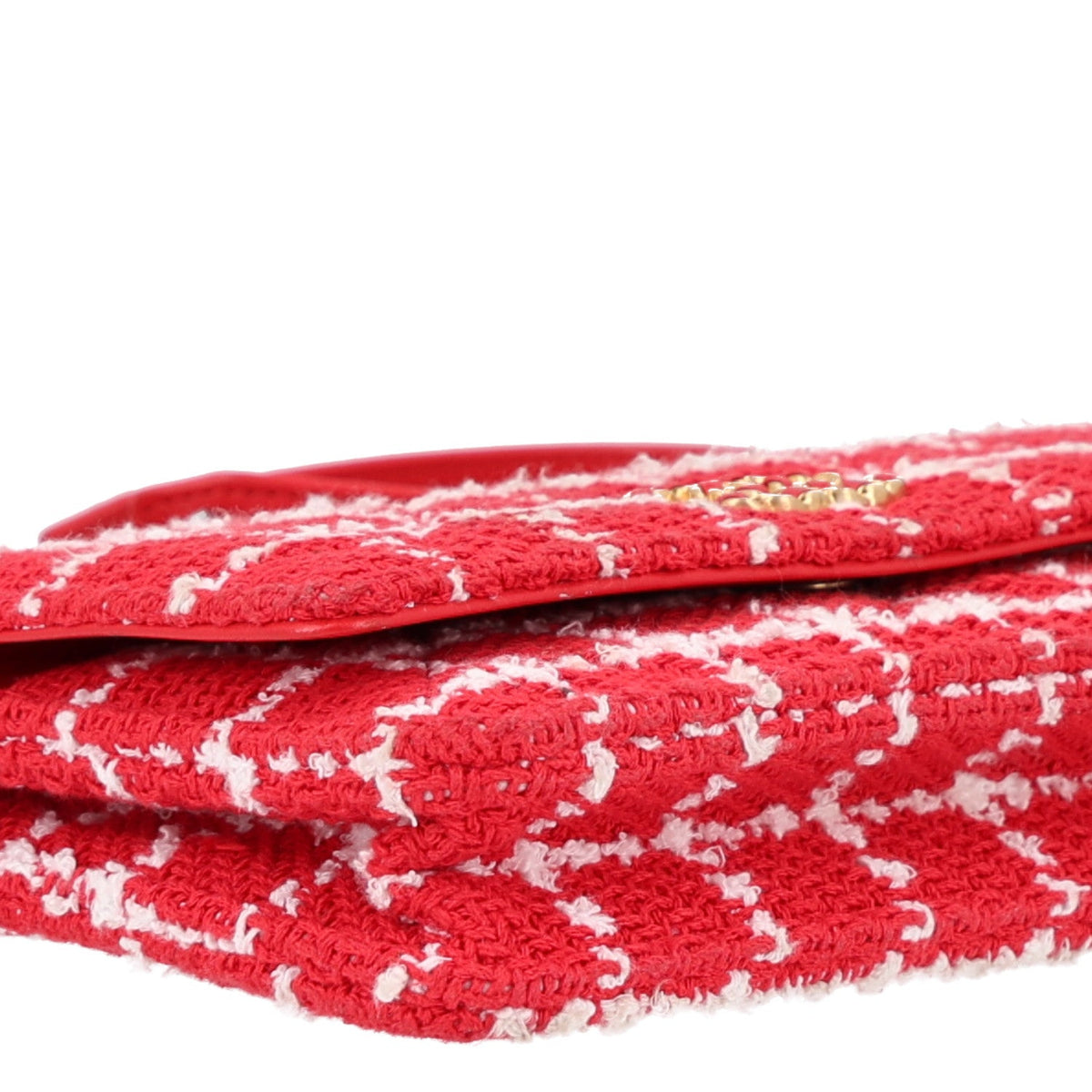 Tweed Quilted Chanel 19 Wallet On Chain WOC Red White