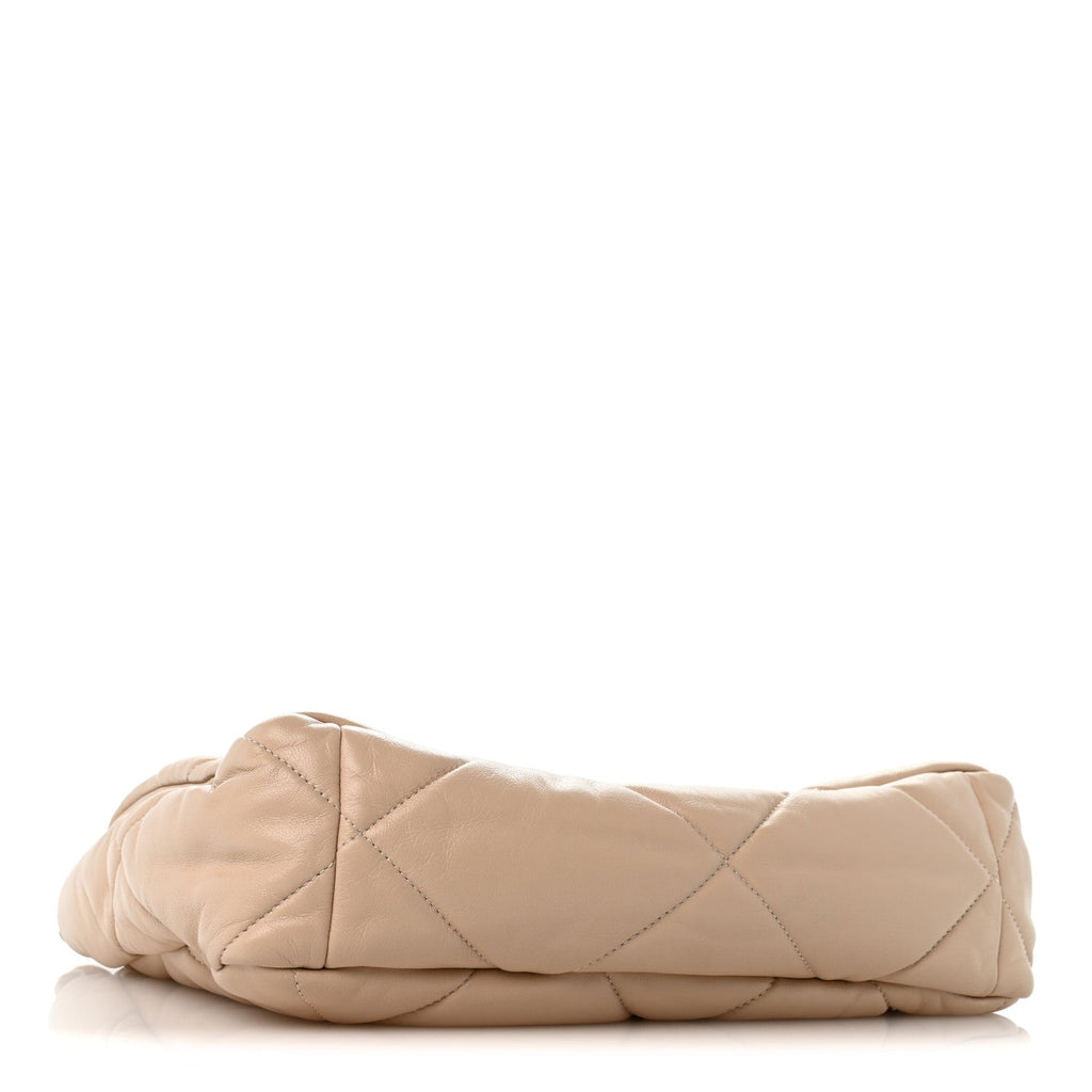 Lambskin Quilted Large Chanel 19 Flap Beige