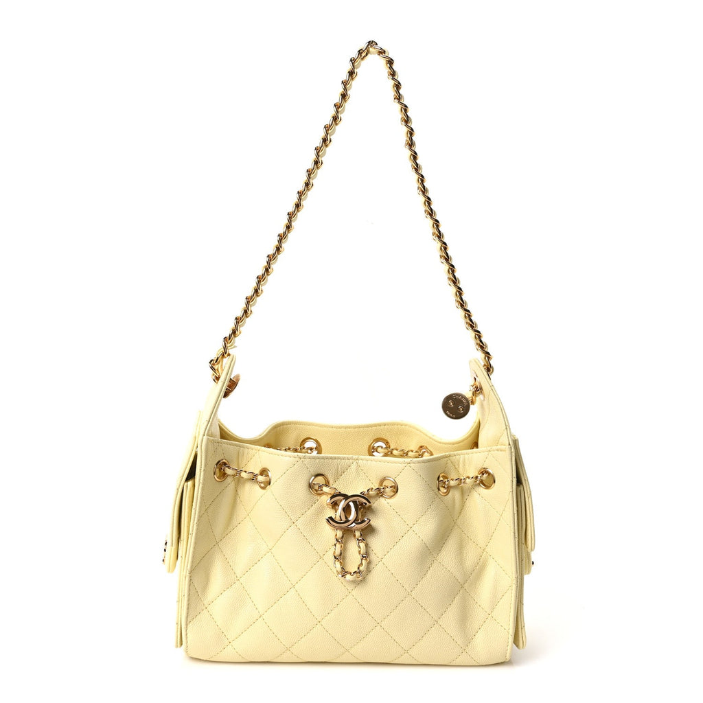 Caviar Quilted Mini Chanel 25 Handbag Light Yellow