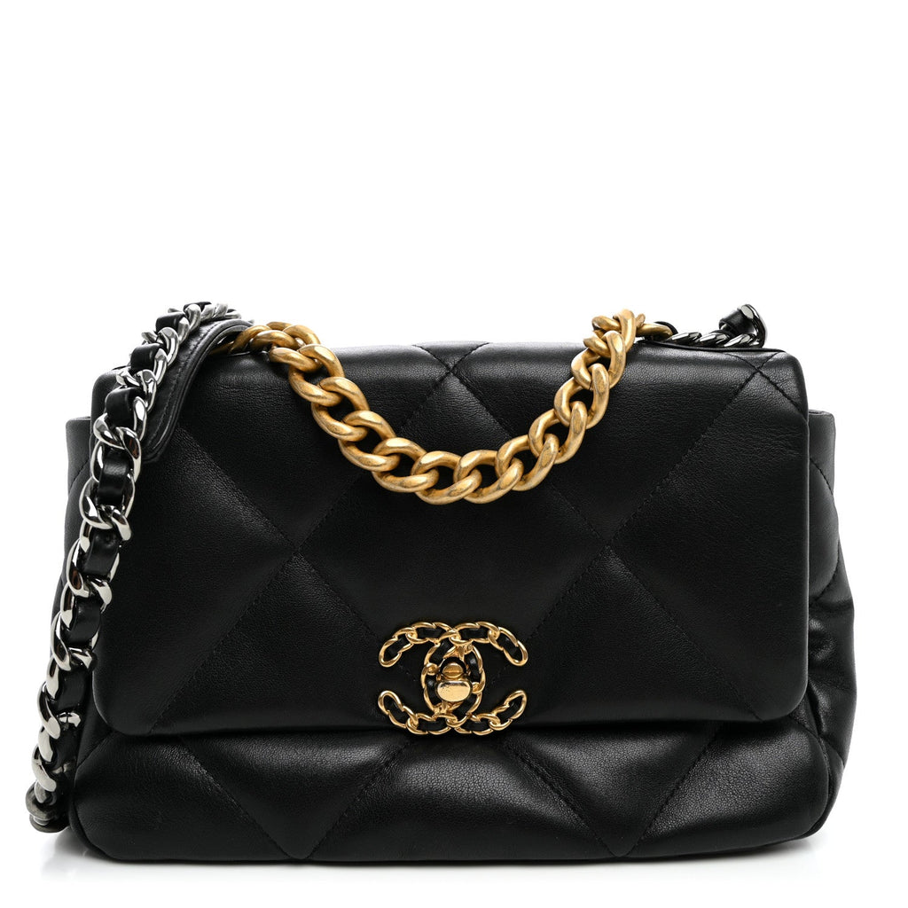 Lambskin Quilted Medium Chanel 19 Flap Black