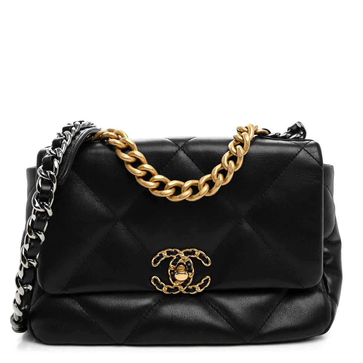 Lambskin Quilted Medium Chanel 19 Flap Black