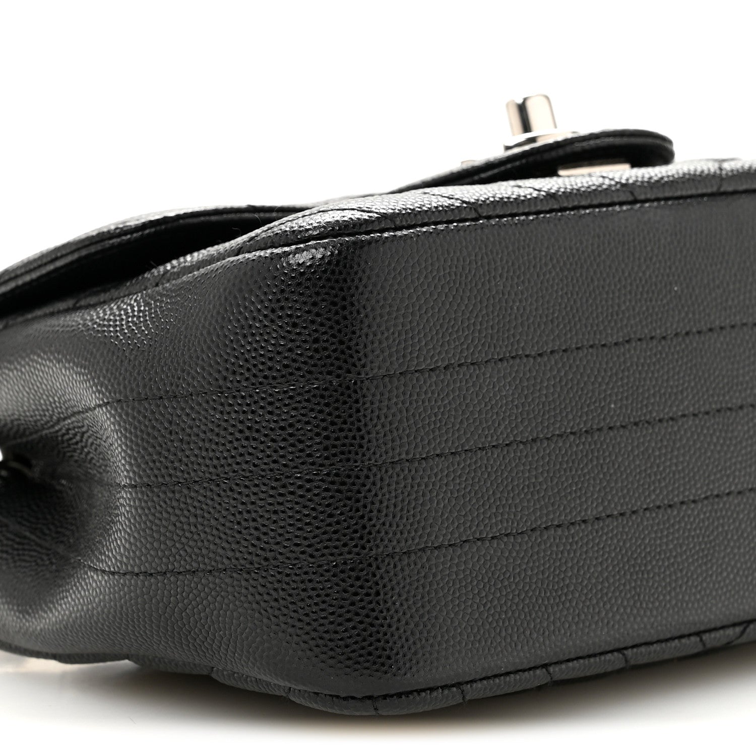 Caviar Chevron Quilted Mini Square Flap Black