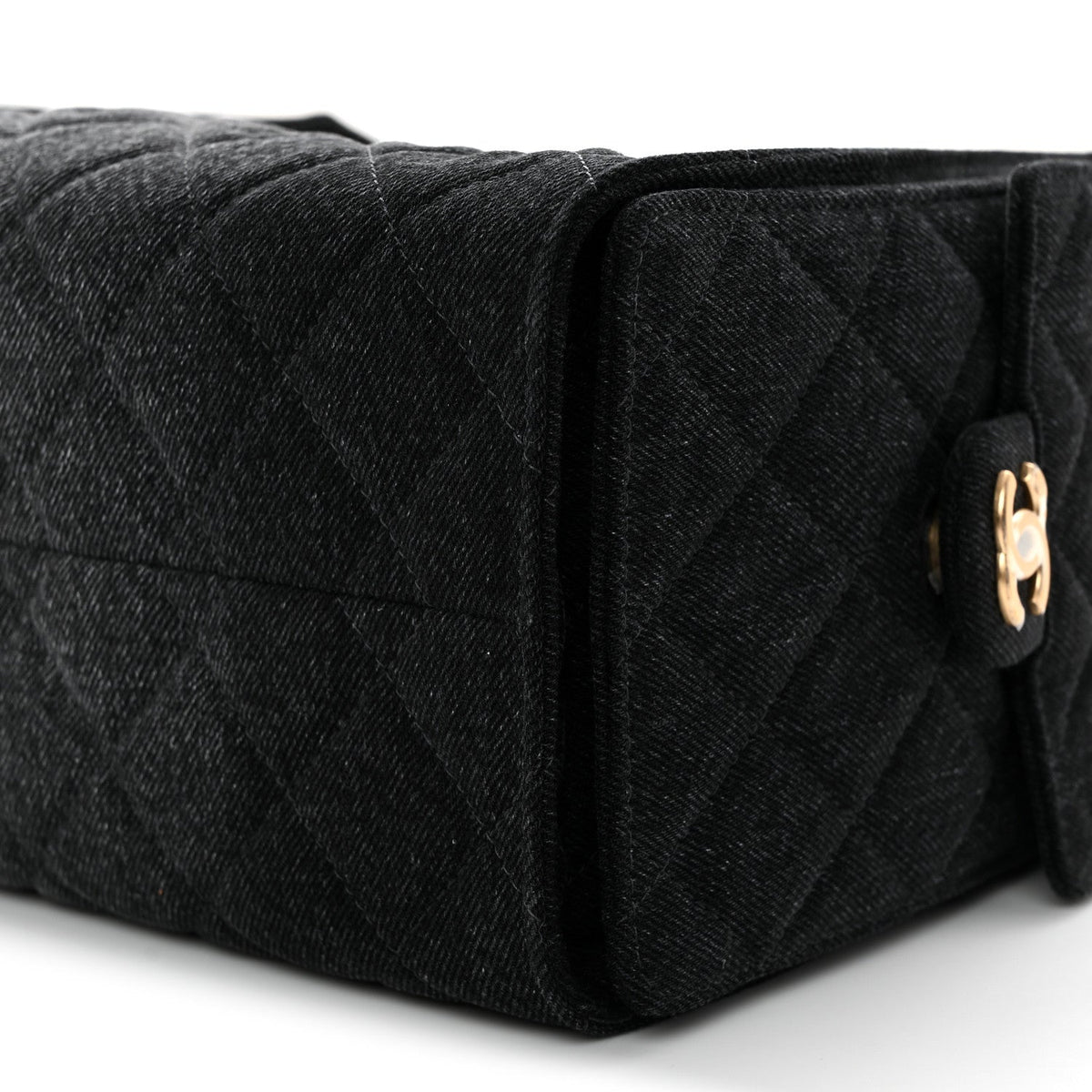 Washed Denim Quilted Small Chanel 25 Handbag Black