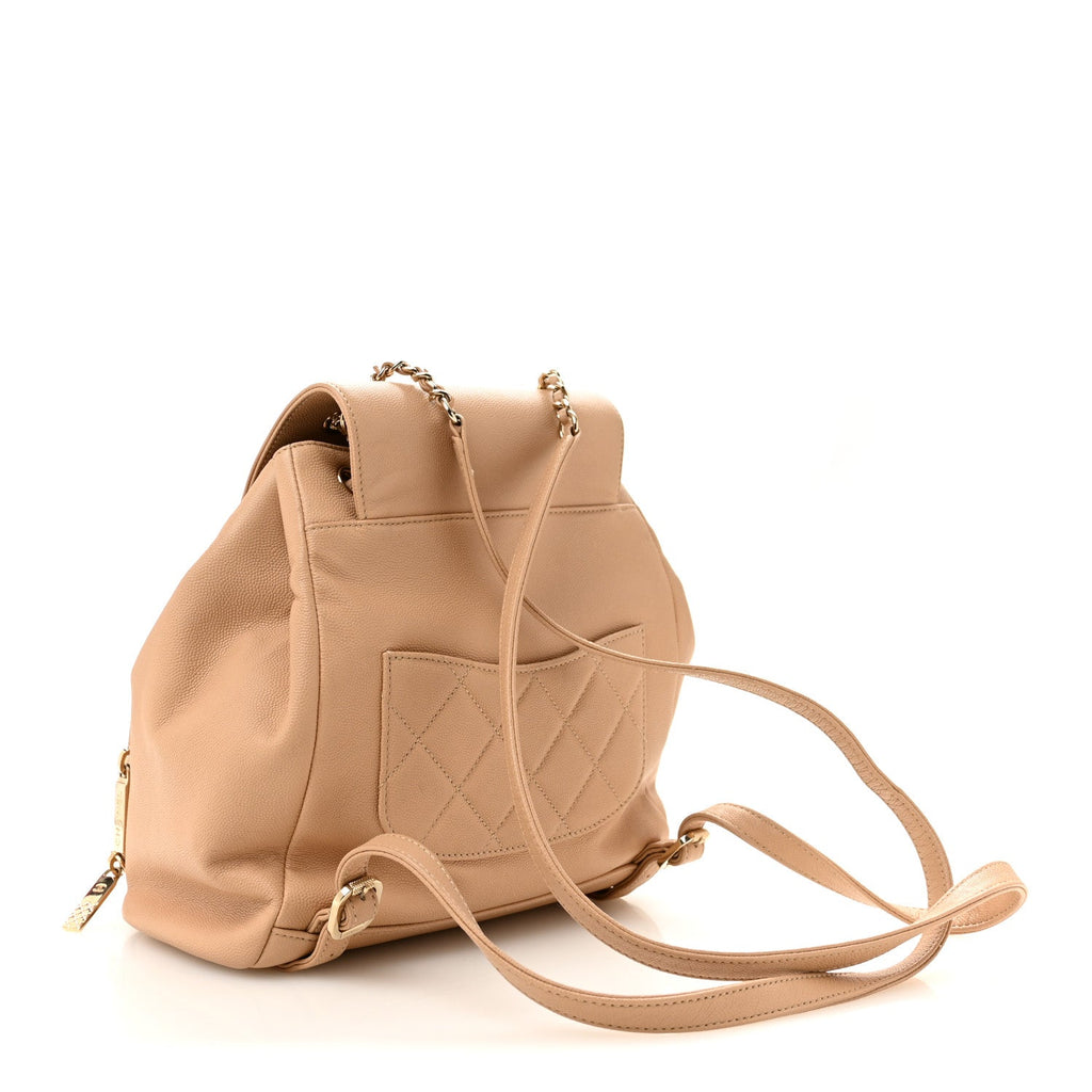 Caviar Quilted Business Affinity Backpack Beige
