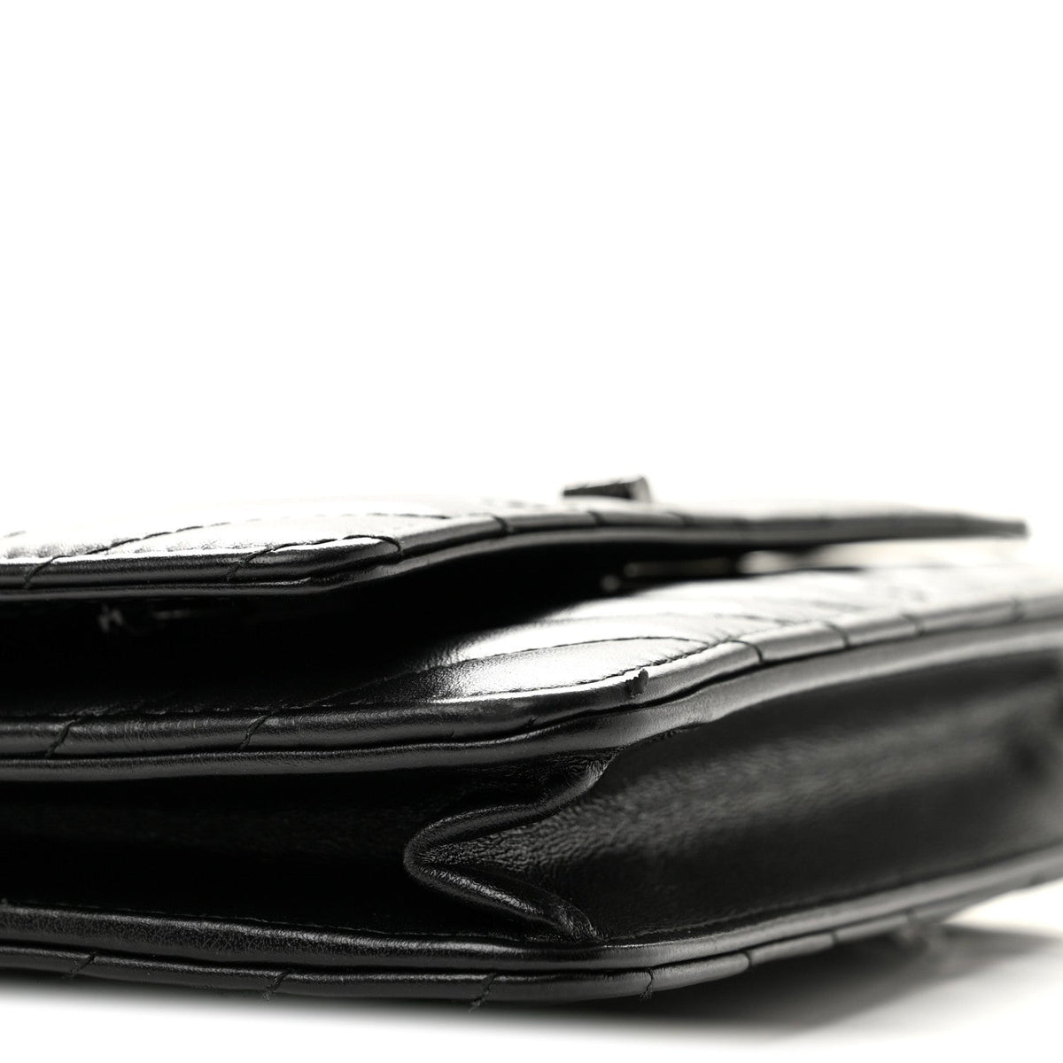 Aged Calfskin Chevron Quilted Reissue Wallet On Chain WOC So Black