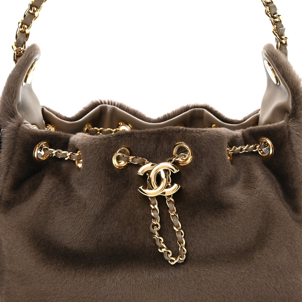 Pony Hair Mini Chanel 25 Handbag Dark Khaki
