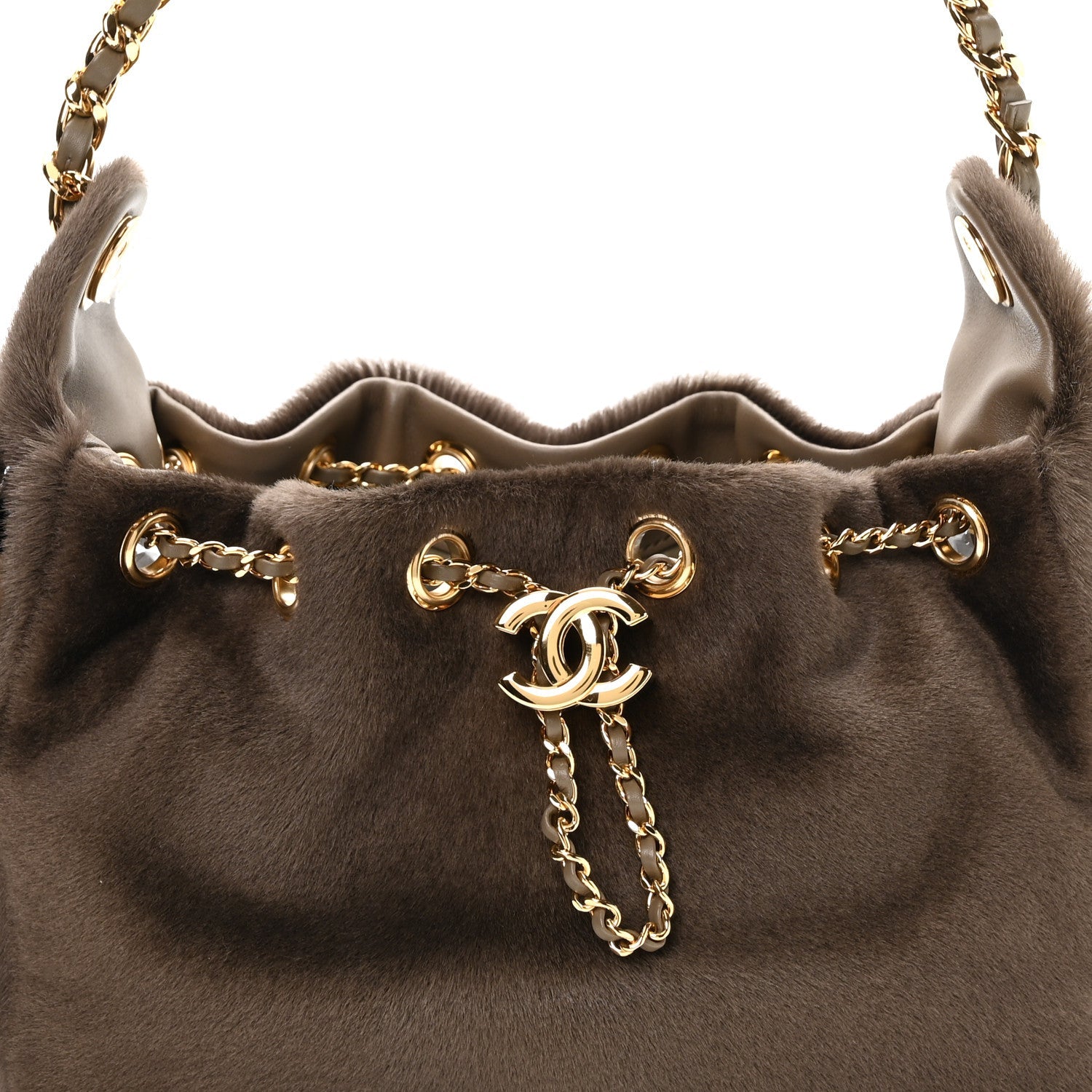 Pony Hair Mini Chanel 25 Handbag Dark Khaki