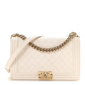Caviar Quilted New Medium Boy Flap White