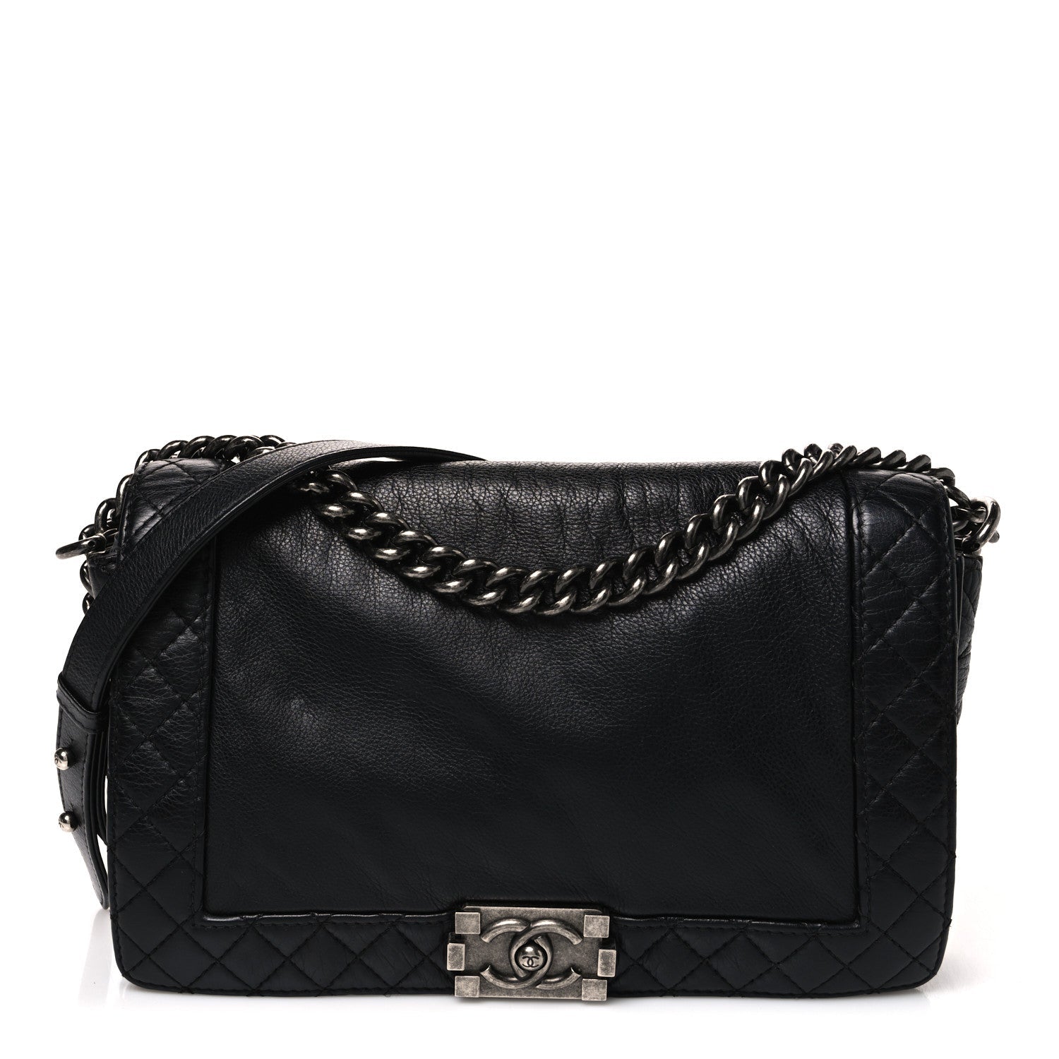 Calfskin New Medium Boy Reverso Flap Black
