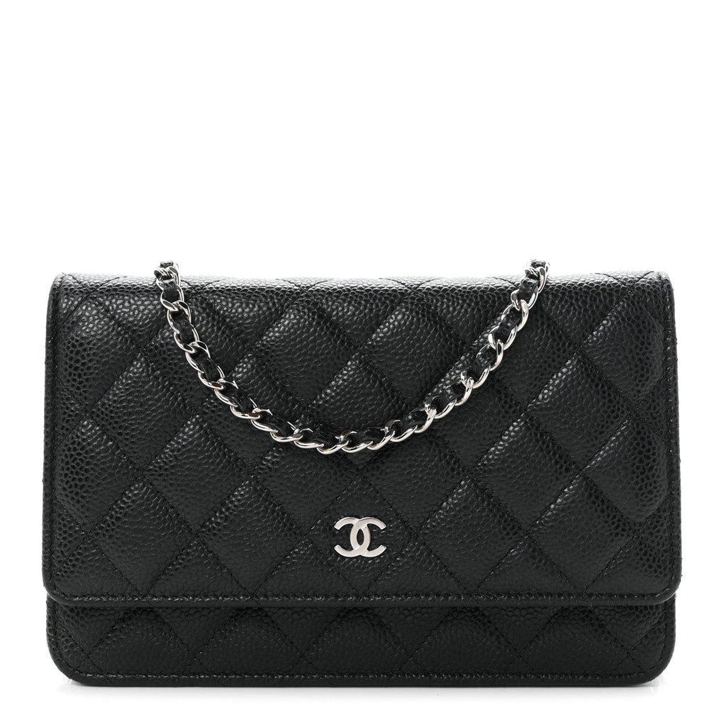 Caviar Quilted Wallet on Chain WOC Black