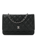 Caviar Quilted Wallet on Chain WOC Black