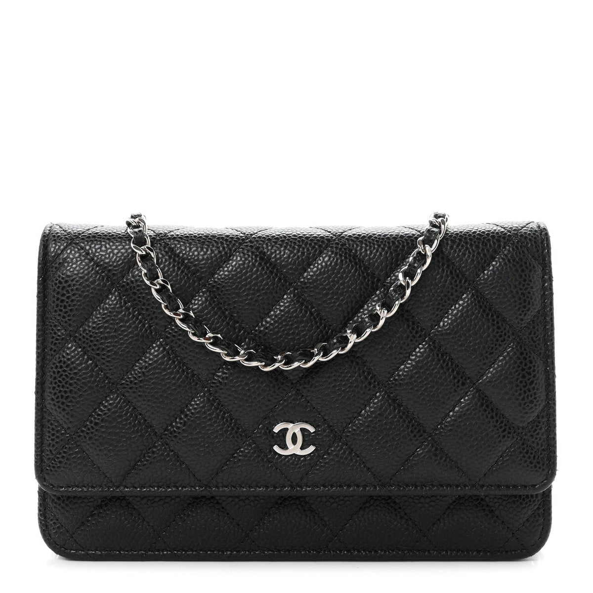 Caviar Quilted Wallet on Chain WOC Black