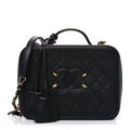Caviar Quilted Large CC Filigree Vanity Case Black