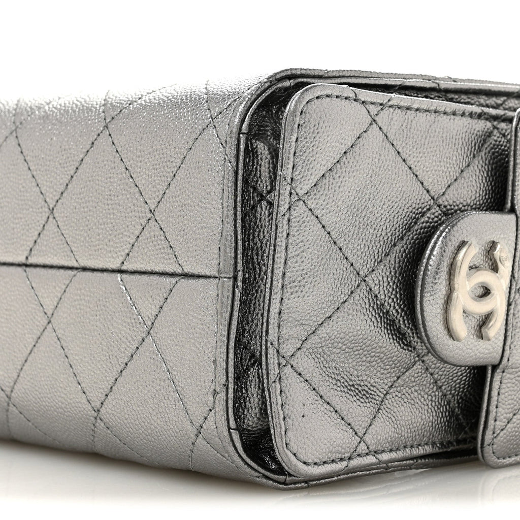 Metallic Caviar Quilted Mini Chanel 25 Handbag Anthracite