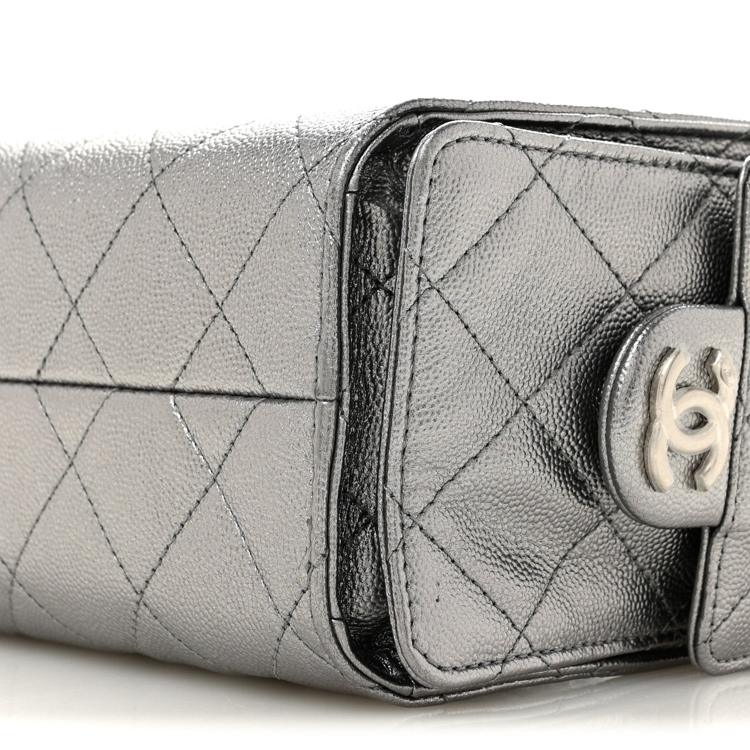 Metallic Caviar Quilted Mini Chanel 25 Handbag Anthracite