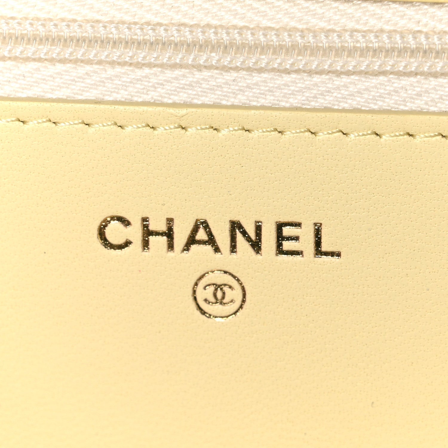 Lambskin Quilted CC Camellia Crush Wallet on Chain WOC Light Yellow