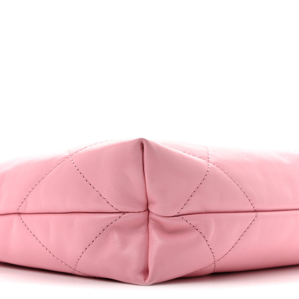Shiny Calfskin Quilted Small Chanel 22 Dark Pink