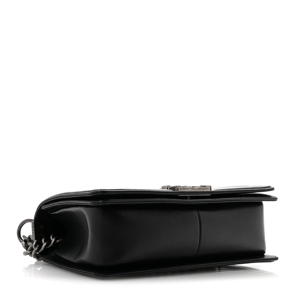 Lambskin Quilted Medium Boy Flap Black