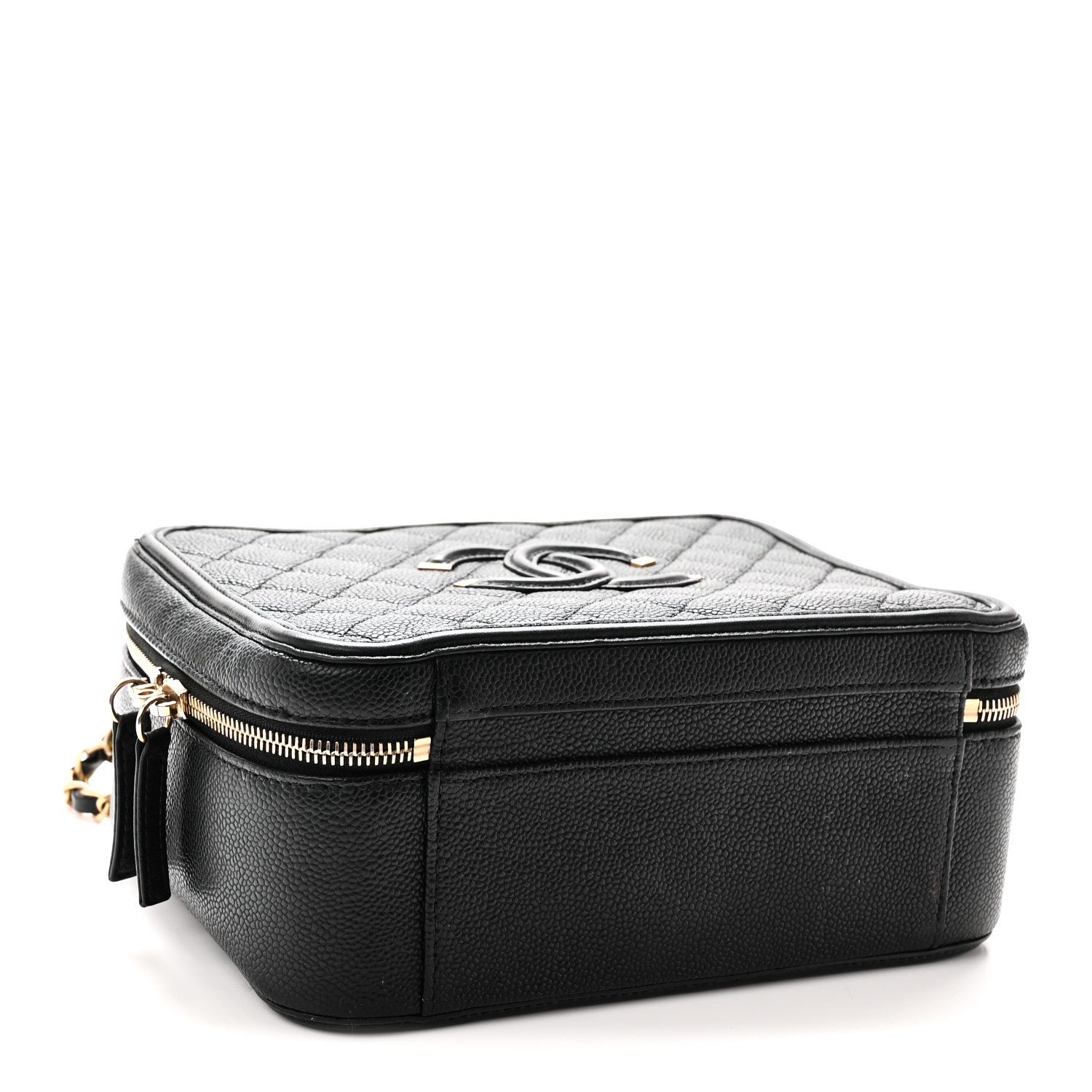 Caviar Quilted Large CC Filigree Vanity Case Black