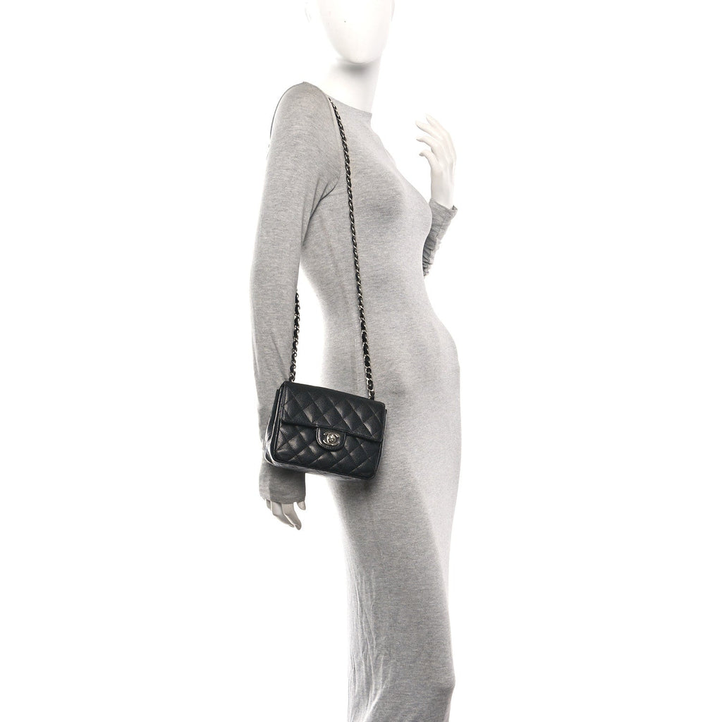 Caviar Quilted Mini Square Flap Black