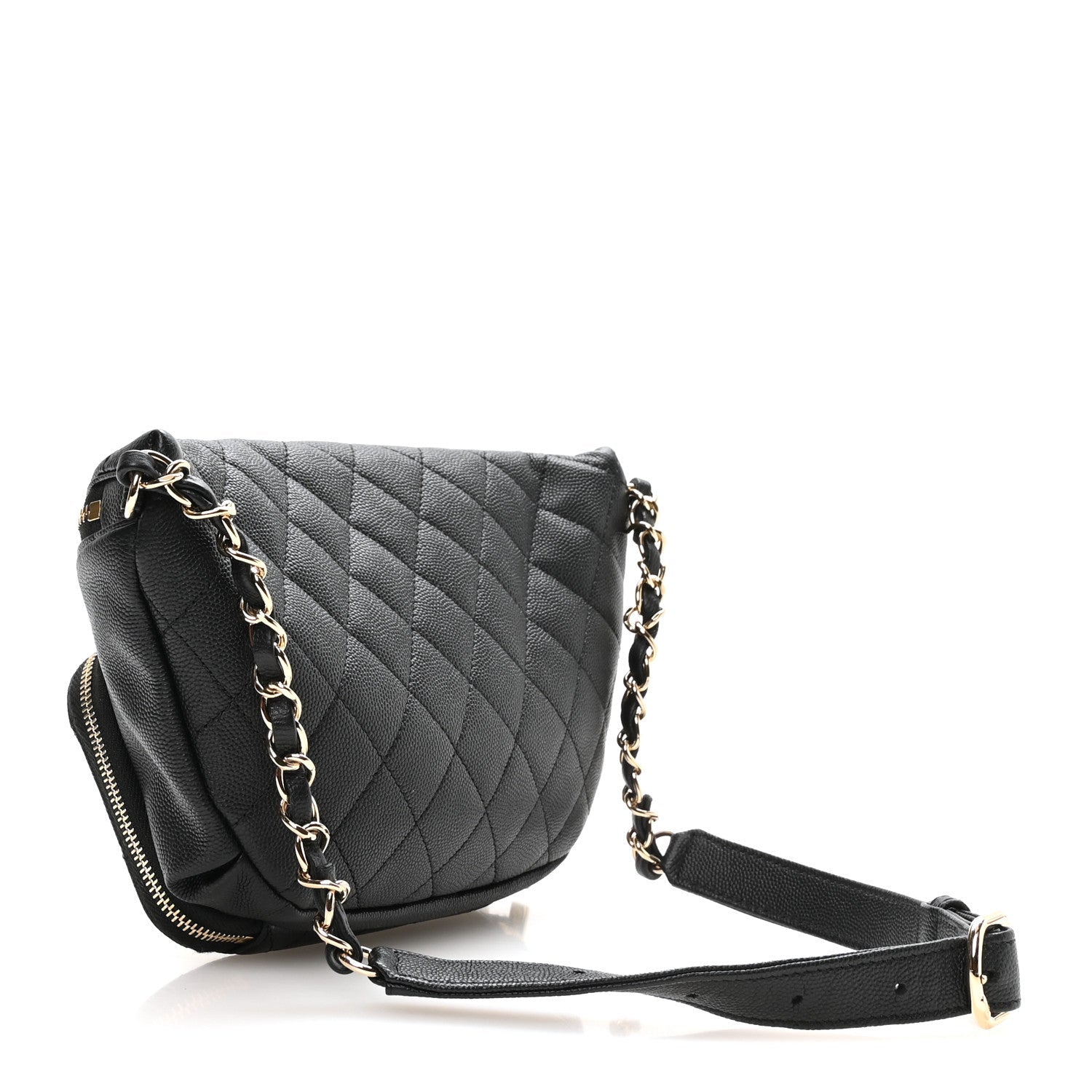 Caviar Quilted Business Affinity Waist Belt Bag Black