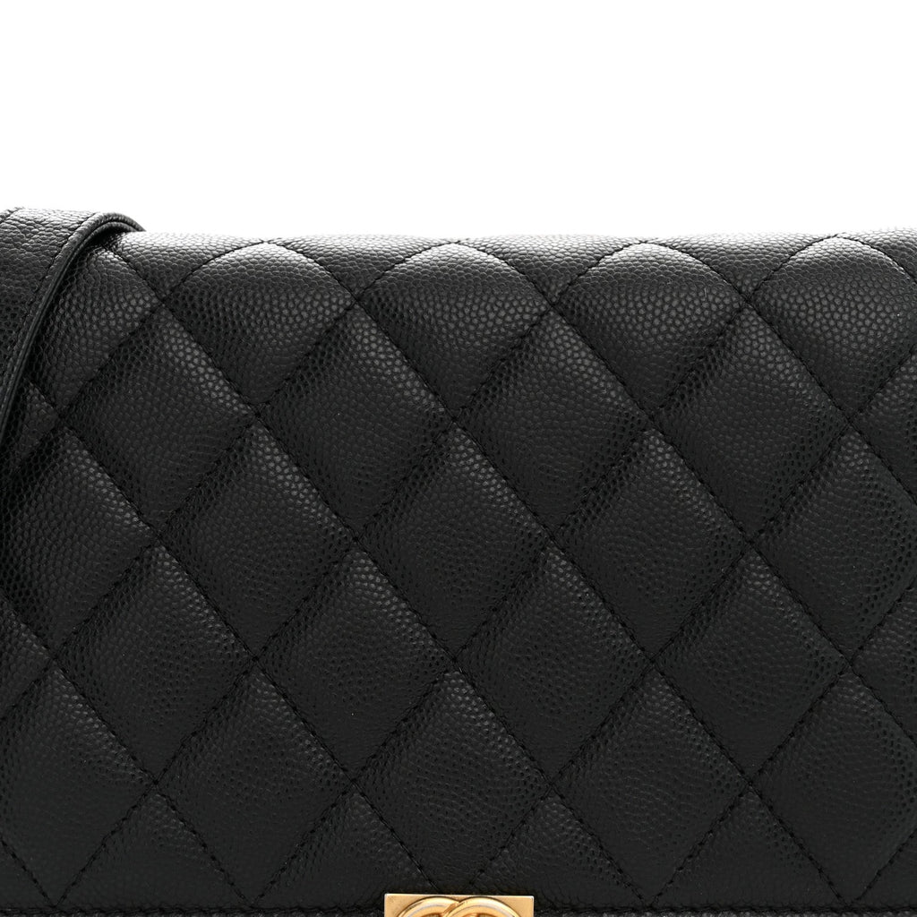 Caviar Quilted Boy Wallet On Chain WOC Black