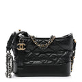 Aged Calfskin Quilted Small Gabrielle Hobo Black