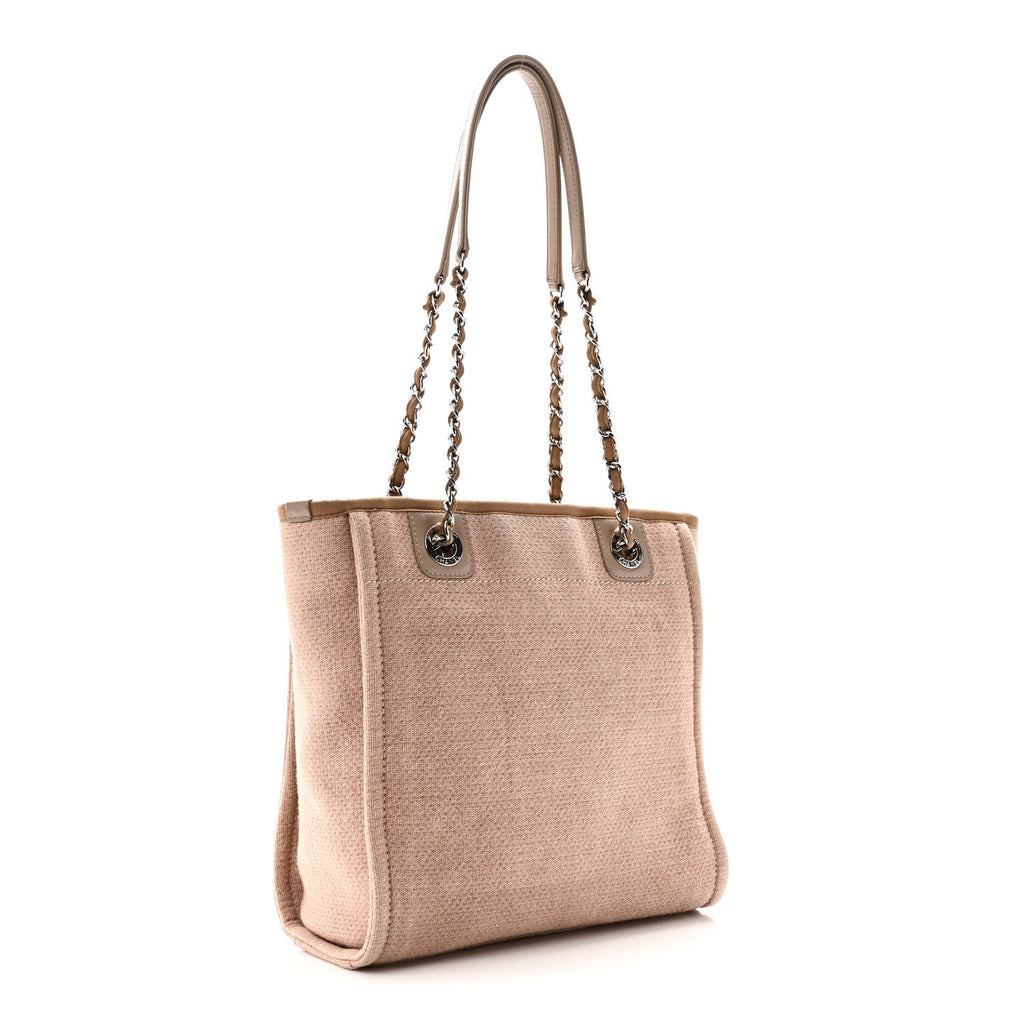 Mixed Fibers Calfskin Mini Deauville Tote Beige