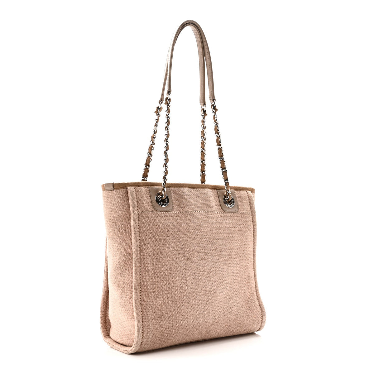 Mixed Fibers Calfskin Mini Deauville Tote Beige
