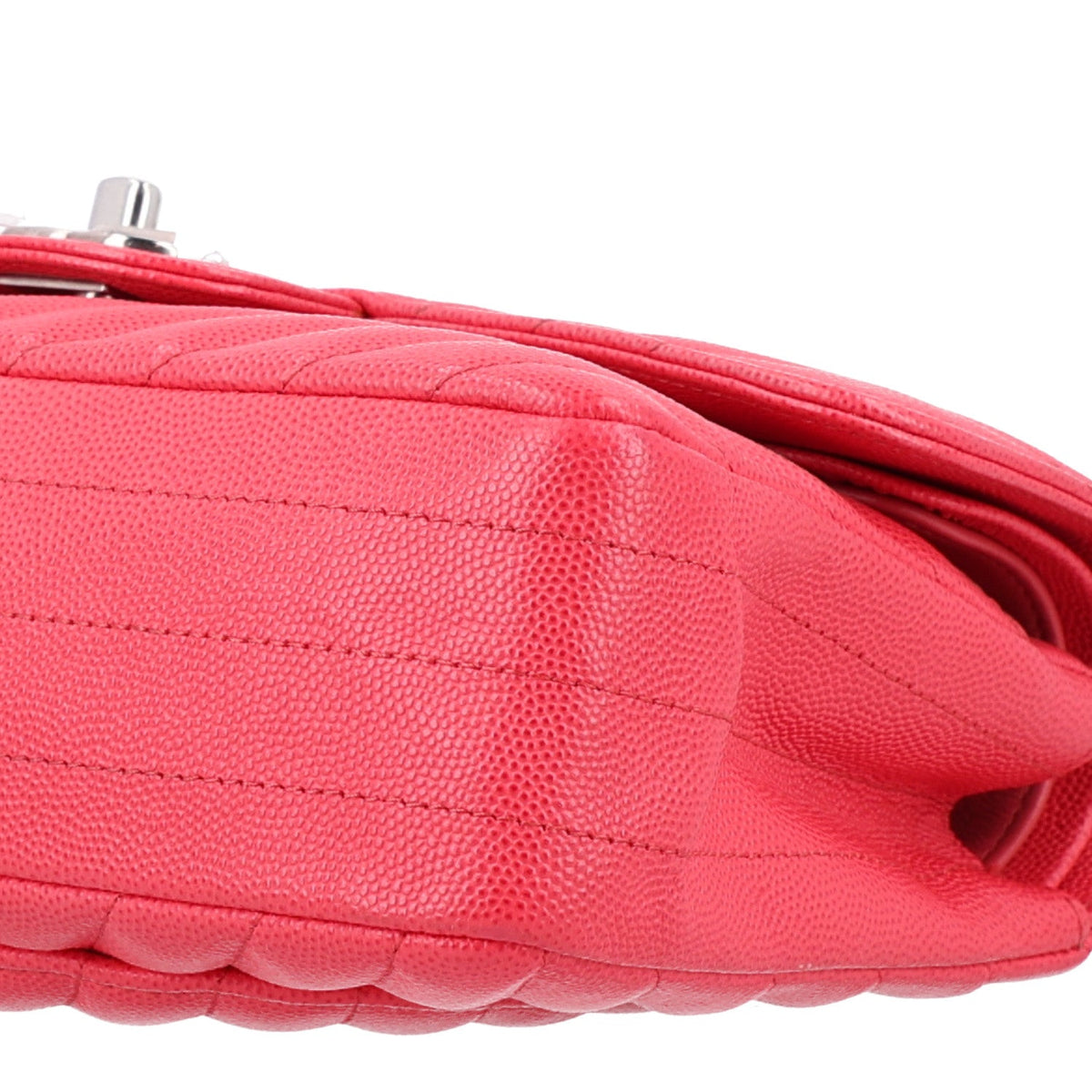 Caviar Chevron Quilted Small Double Flap Dark Pink