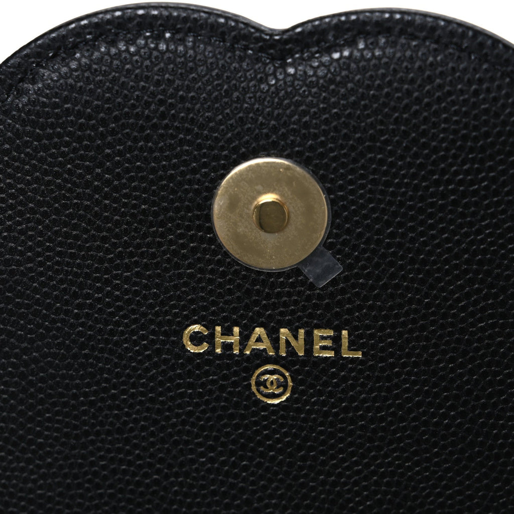 Shiny Caviar Lambskin Quilted CC Neo Filigree Wallet on Chain WOC Black