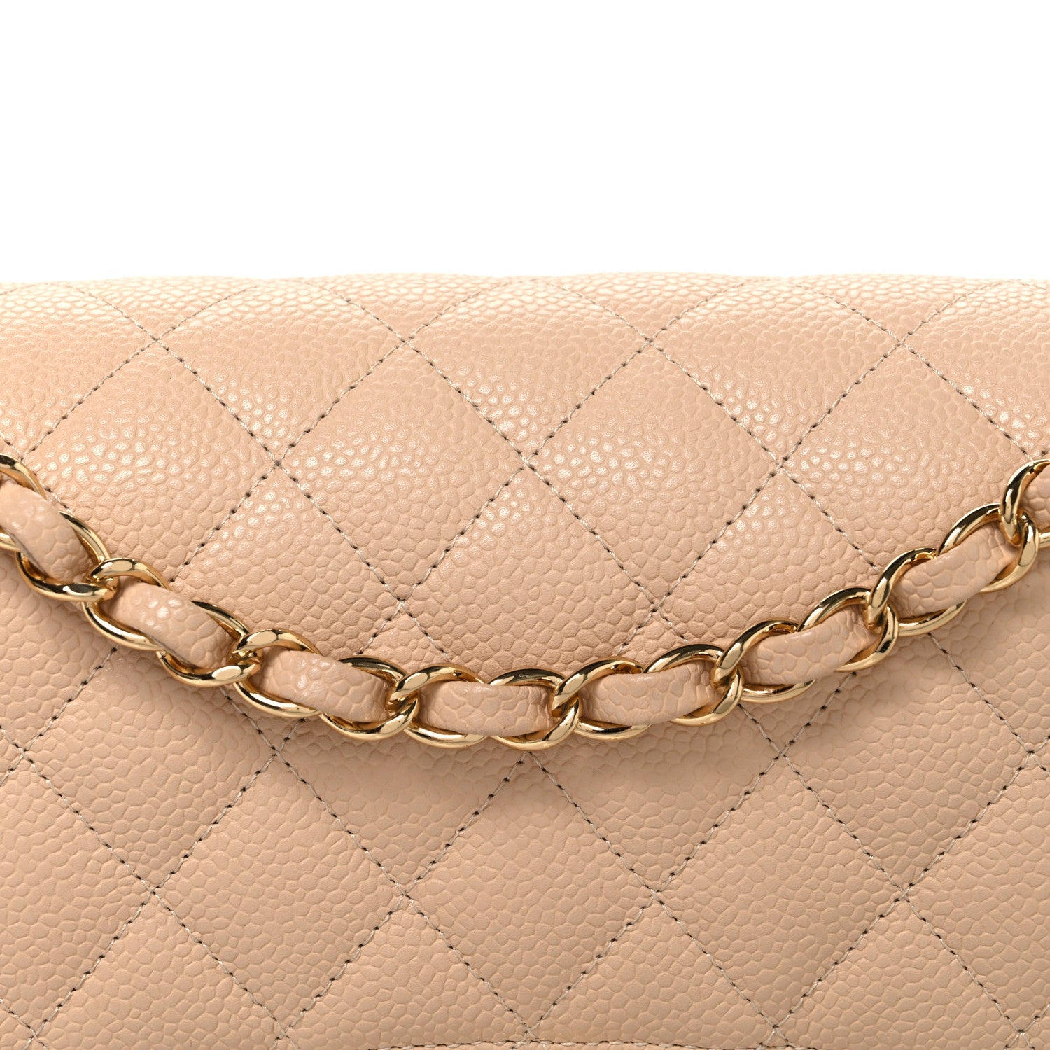 Caviar Quilted Medium Double Flap Beige Beige Clair