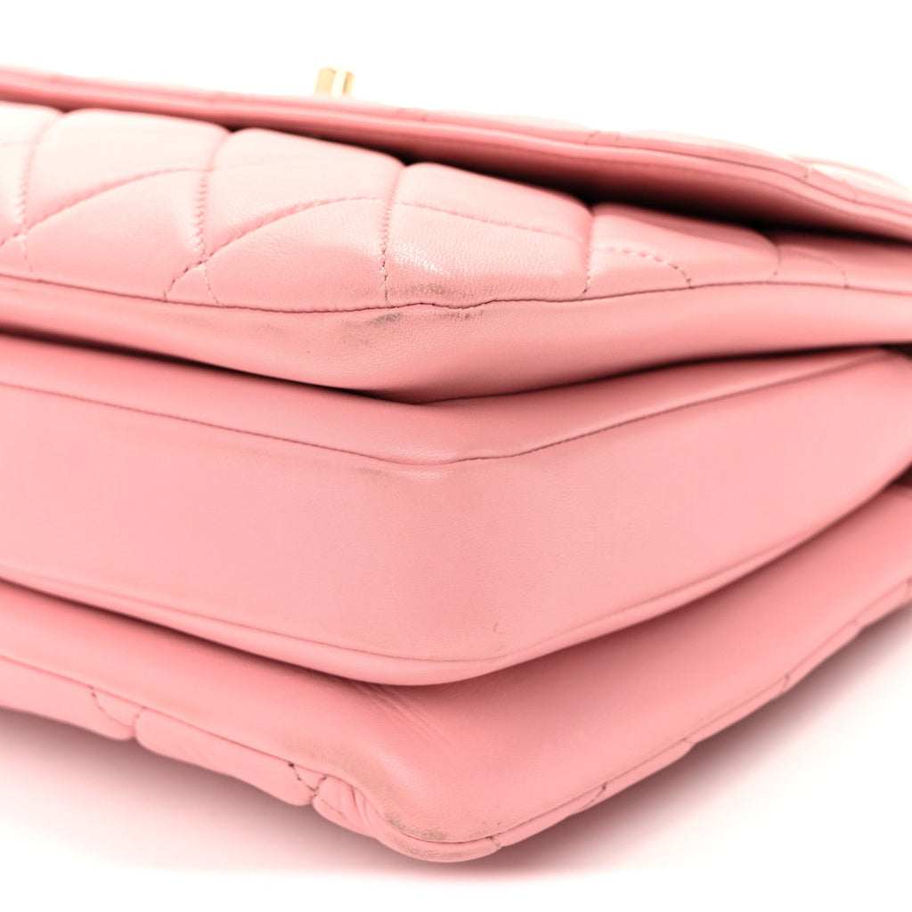 Lambskin Quilted Small Trendy CC Flap Dual Handle Bag Light Pink