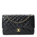 Caviar Quilted Jumbo Double Flap Black
