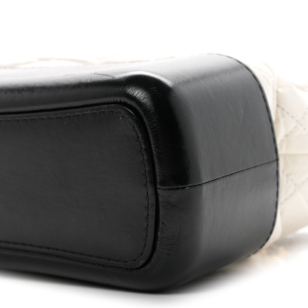 Aged Calfskin Quilted Medium Gabrielle Hobo Black White