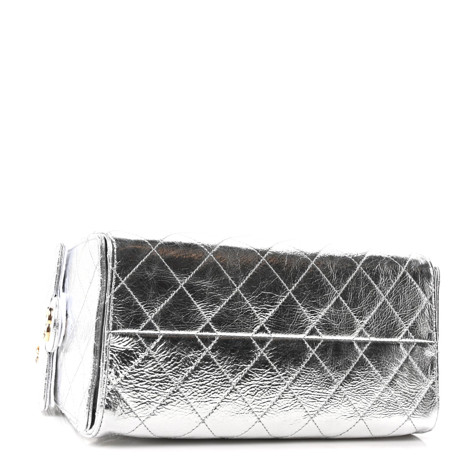 Metallic Aged Calfskin Quilted Small Chanel 25 Handbag Silver