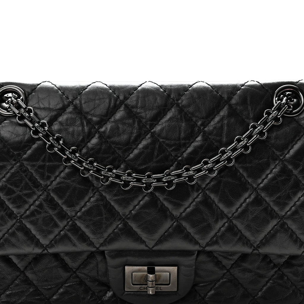 Aged Calfskin Quilted 2.55 Reissue 225 Flap So Black