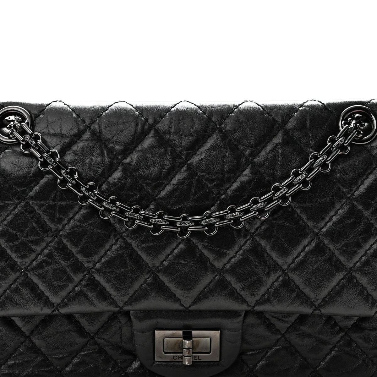 Aged Calfskin Quilted 2.55 Reissue 225 Flap So Black
