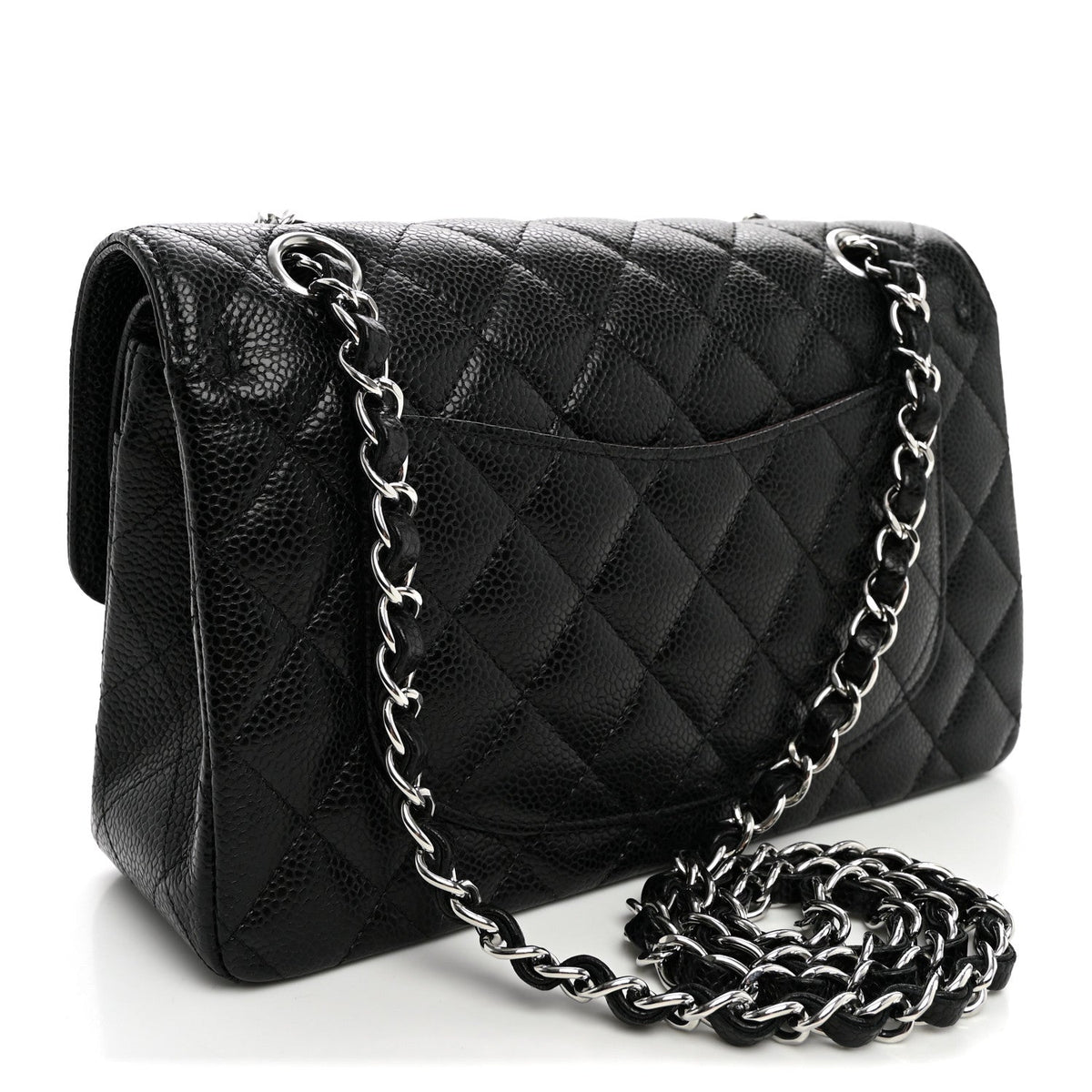 Caviar Quilted Small Double Flap Black