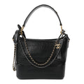 Crocodile Embossed Calfskin Medium Gabrielle Cocodile Hobo Black