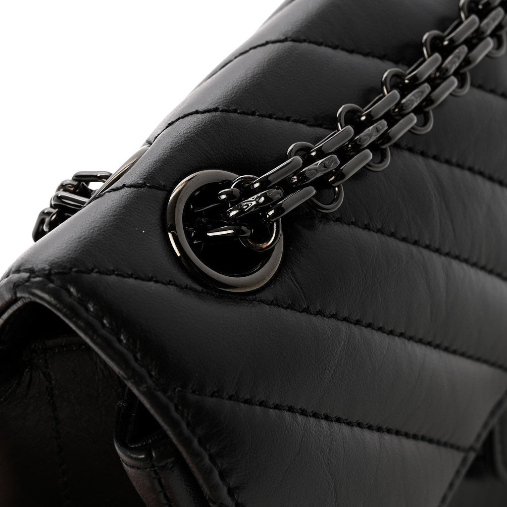 Aged Calfskin Chevron Quilted 2.55 Reissue Mini Flap So Black
