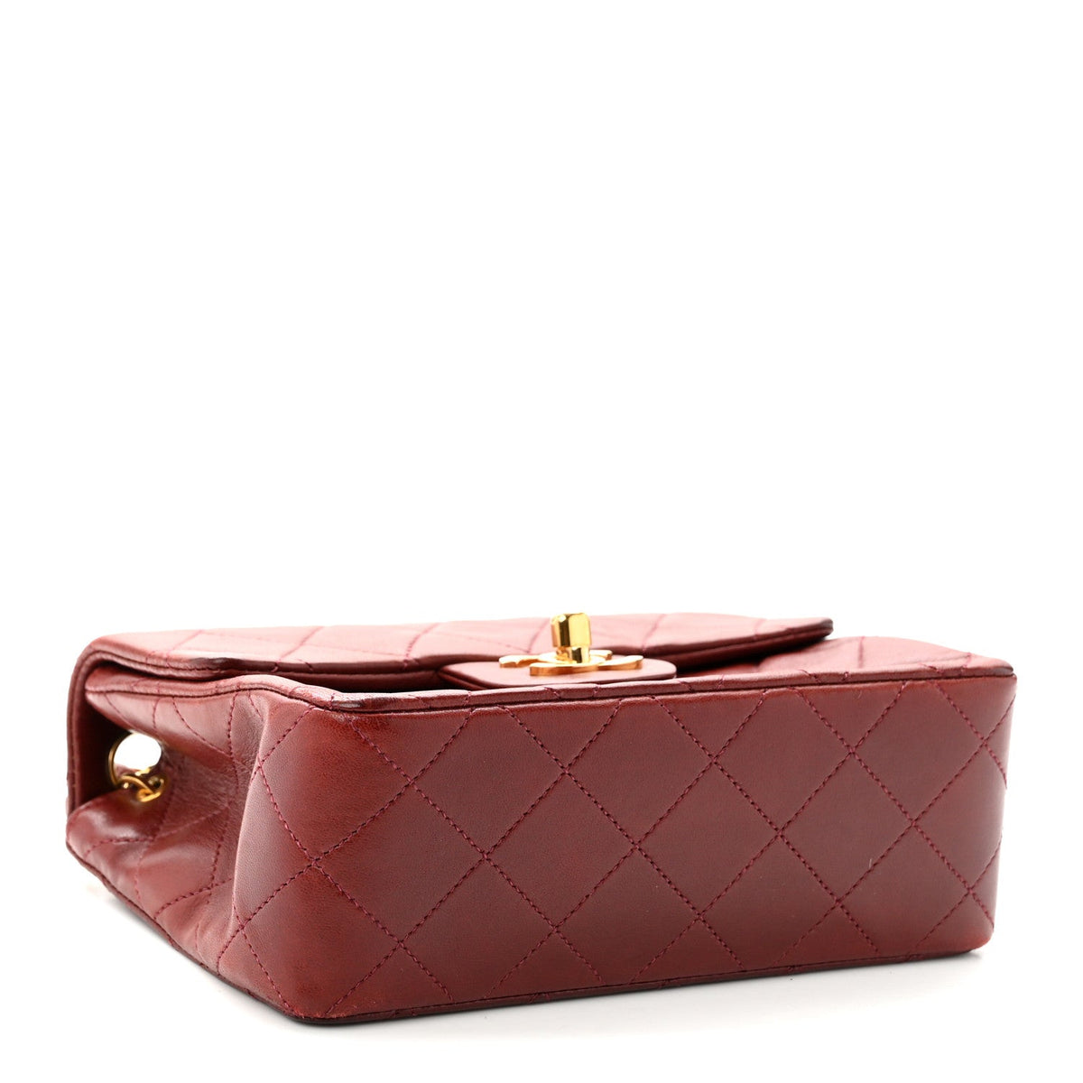 Lambskin Quilted Mini Square Flap Burgundy